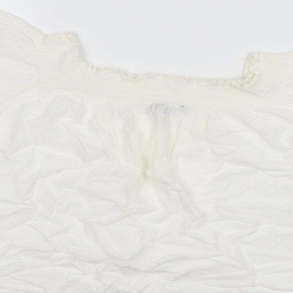 Bershka Girls White   Basic T-Shirt Size L