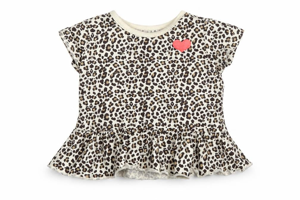 Peacocks Girls White Animal Print  Basic T-Shirt Size 3-6 Months  - love heart