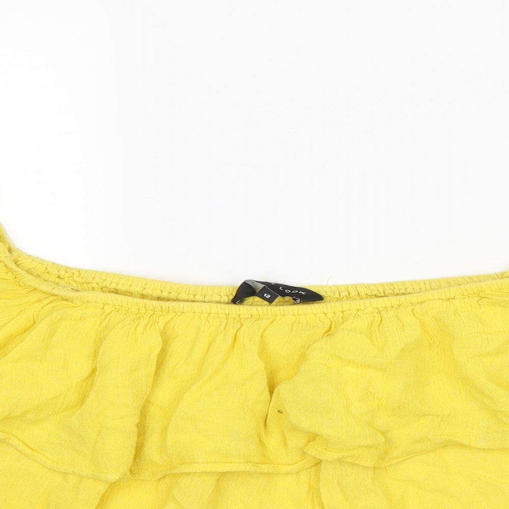 New Look Womens Yellow   Cropped T-Shirt Size 12