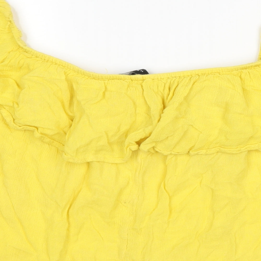 New Look Womens Yellow   Cropped T-Shirt Size 12