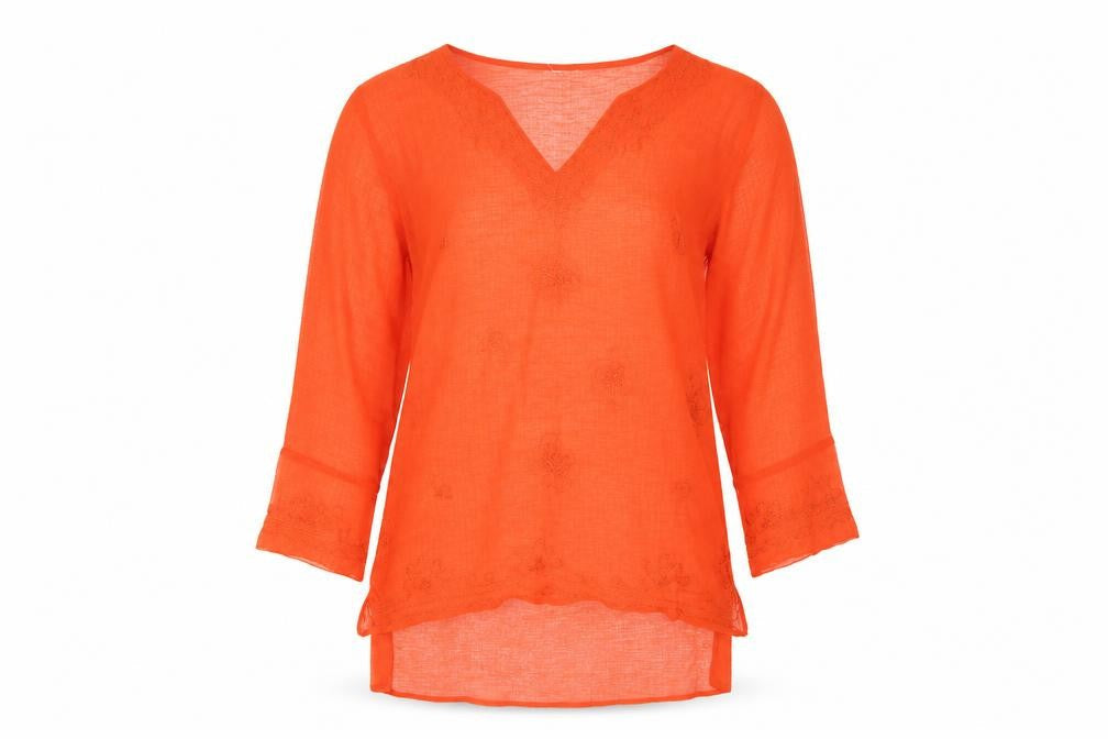 RK Fashion Womens Orange   Tunic Blouse Size S  - Baggy Look