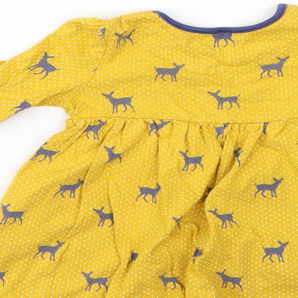 Mini Club Girls Yellow Animal Print  T-Shirt Dress  Size 9-10 Years