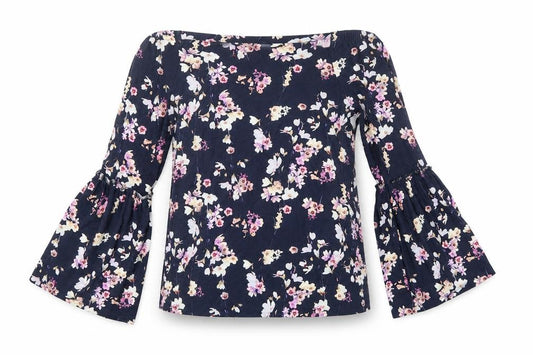 F&F Womens Blue Floral  Basic Blouse Size 8