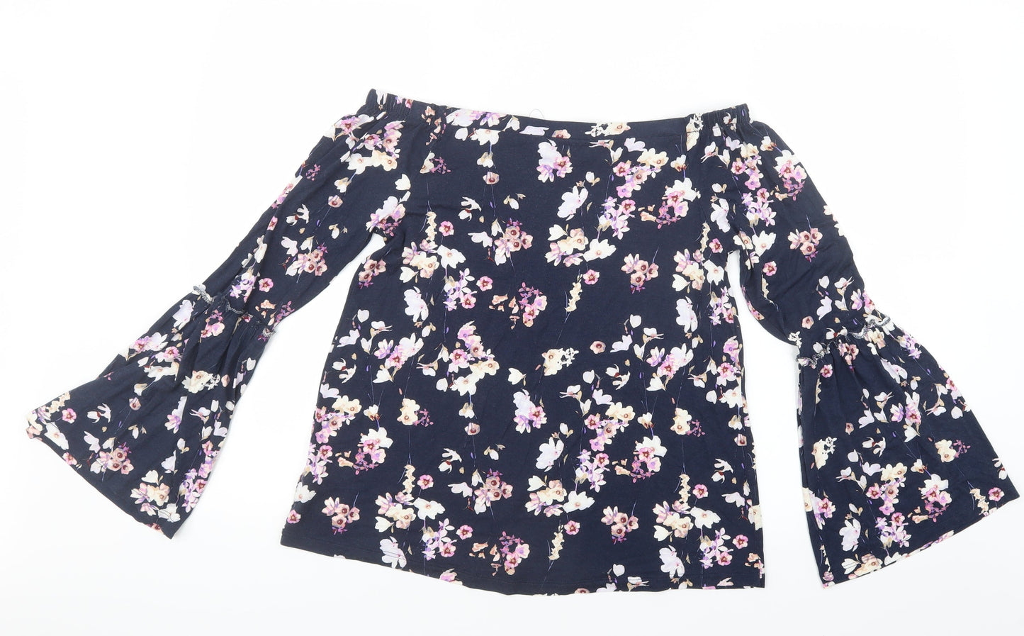 F&F Womens Blue Floral  Basic Blouse Size 8