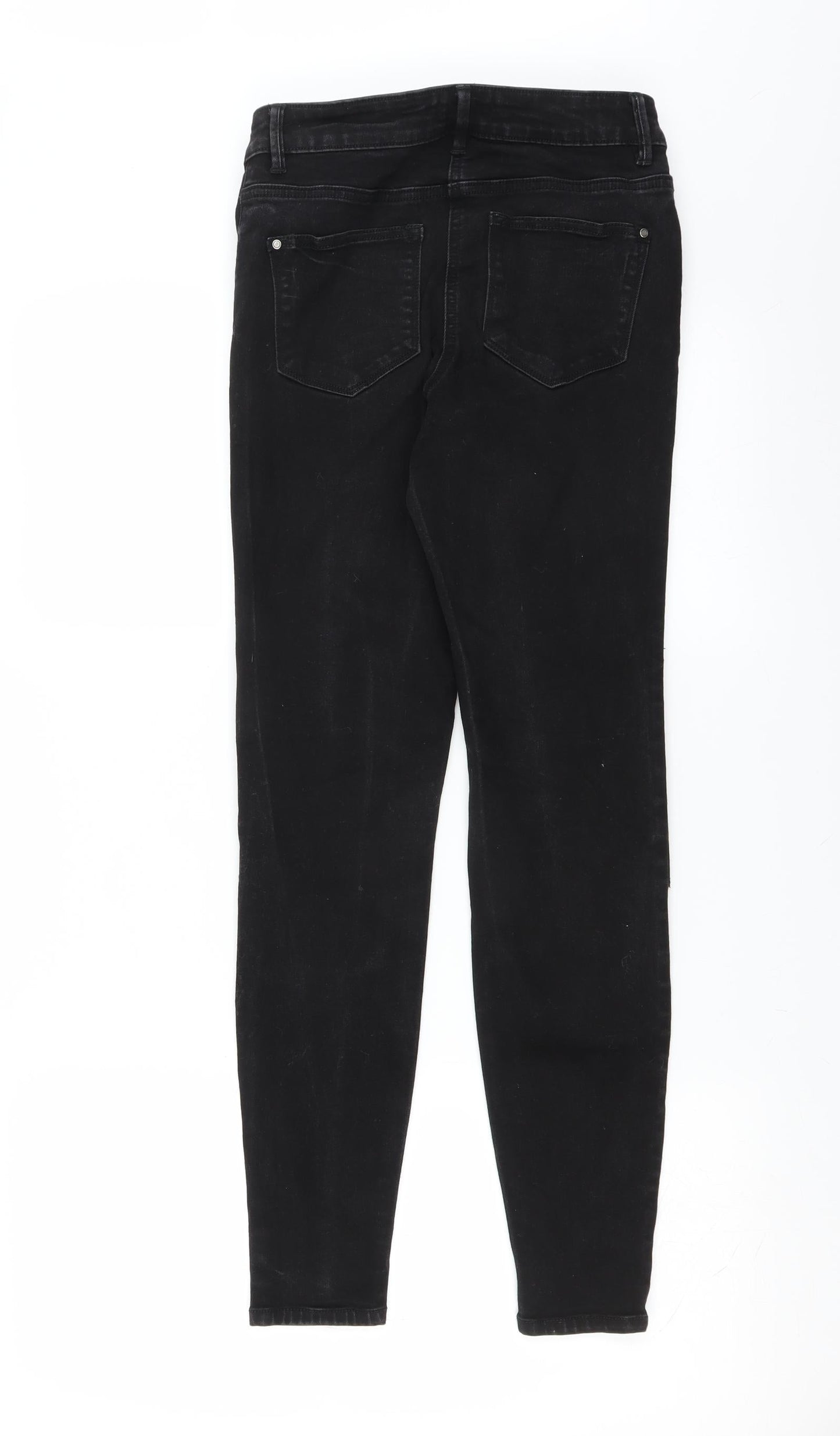 Matalan Womens Black  Denim Skinny Jeans Size 8 L28 in - distressed