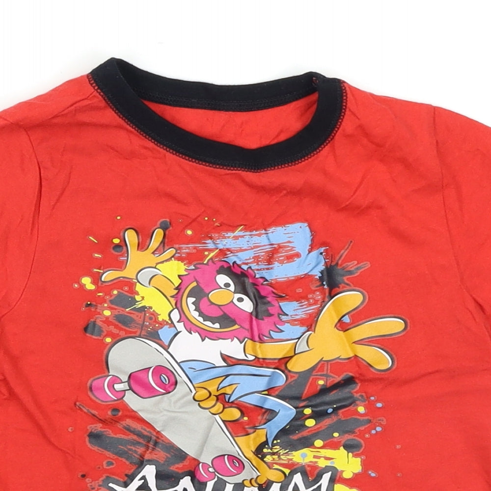 George Boys Red   Basic T-Shirt Size 4-5 Years  - Animal