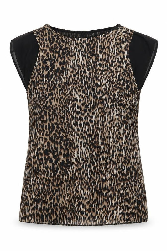 Tu Womens Brown Animal Print  Basic Blouse Size 10