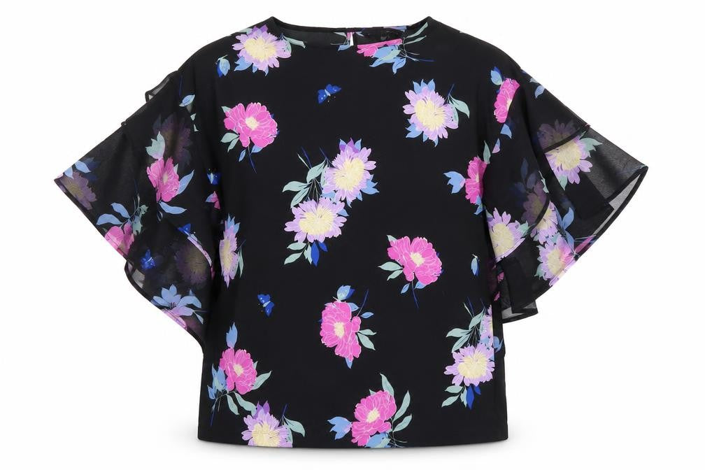 Capsule Womens Purple Floral Basic Blouse Size 12