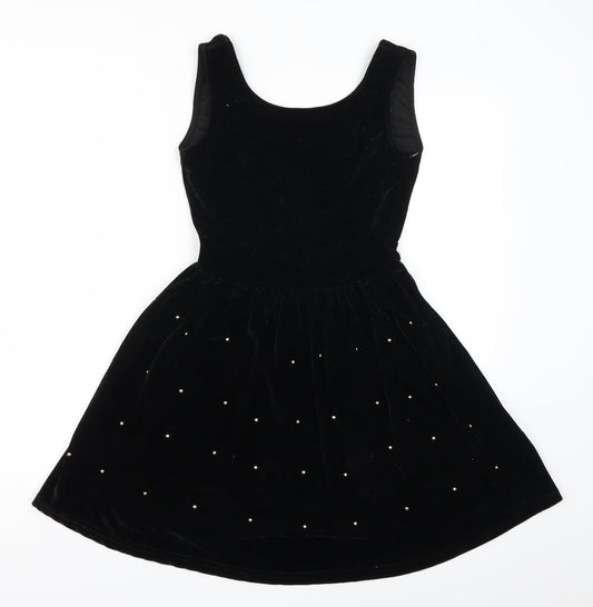 Hearts & Bows Womens Black Polka Dot  Skater Dress  Size 6