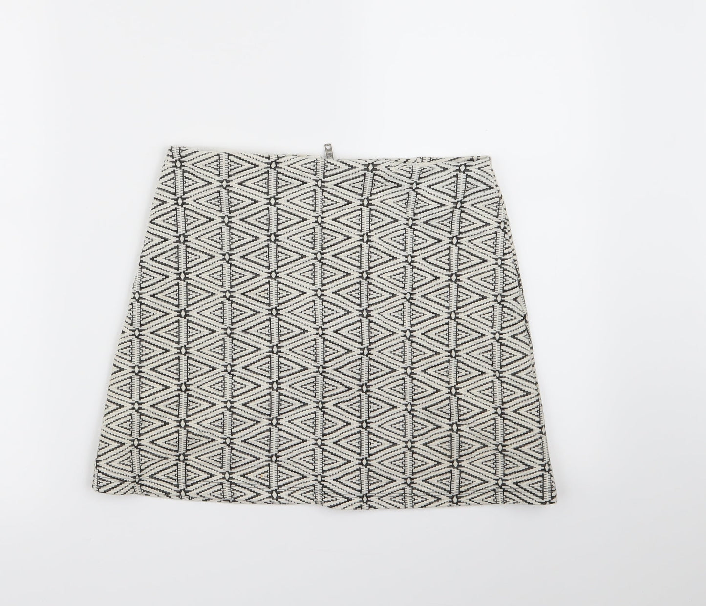 Topshop Womens White Geometric  A-Line Skirt Size 8