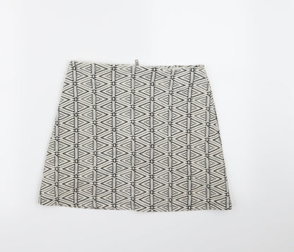 Topshop Womens White Geometric  A-Line Skirt Size 8