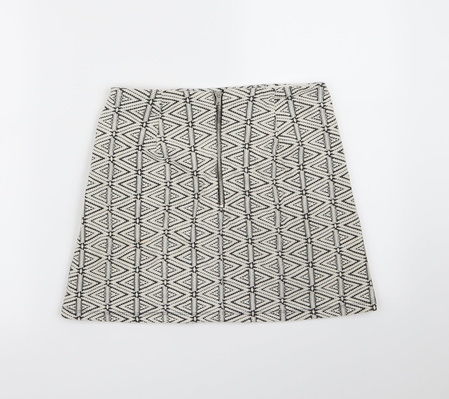 Topshop Womens White Geometric  A-Line Skirt Size 8