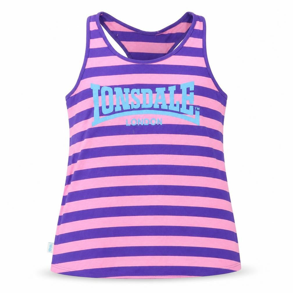 Lonsdale Girls Pink Striped  Basic Tank Size 10-11 Years