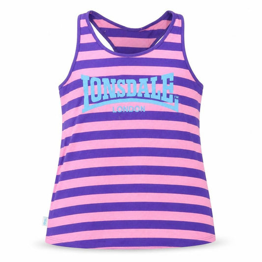 Lonsdale Girls Pink Striped  Basic Tank Size 10-11 Years