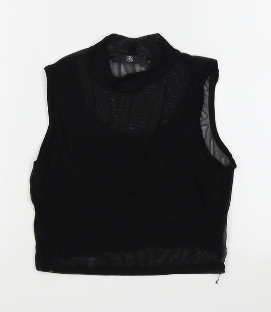 Missguided Womens Black   Basic T-Shirt Size 8  - crop top