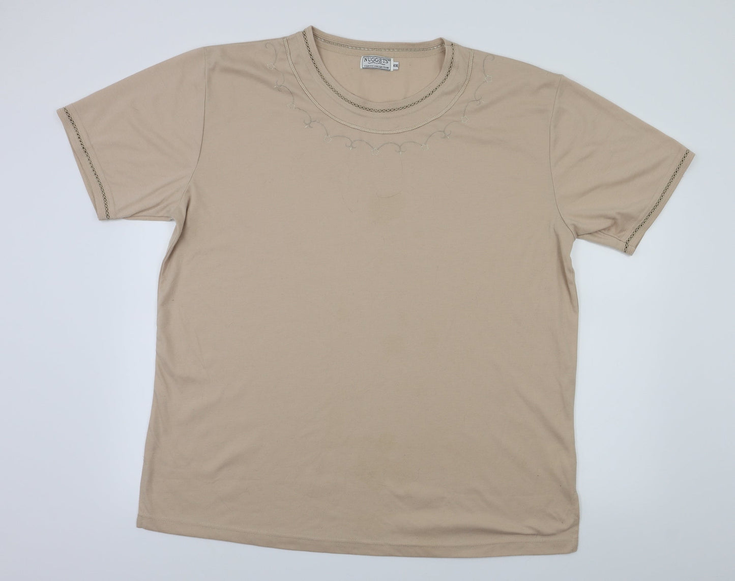 Nuggets Womens Beige Floral  Basic T-Shirt Size 2XL