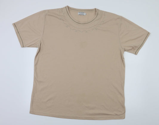 Nuggets Womens Beige Floral  Basic T-Shirt Size 2XL