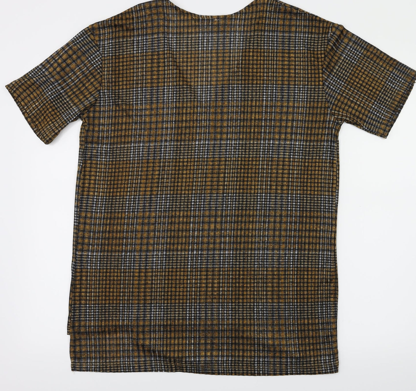Zara Womens Brown Check  Basic T-Shirt Size S