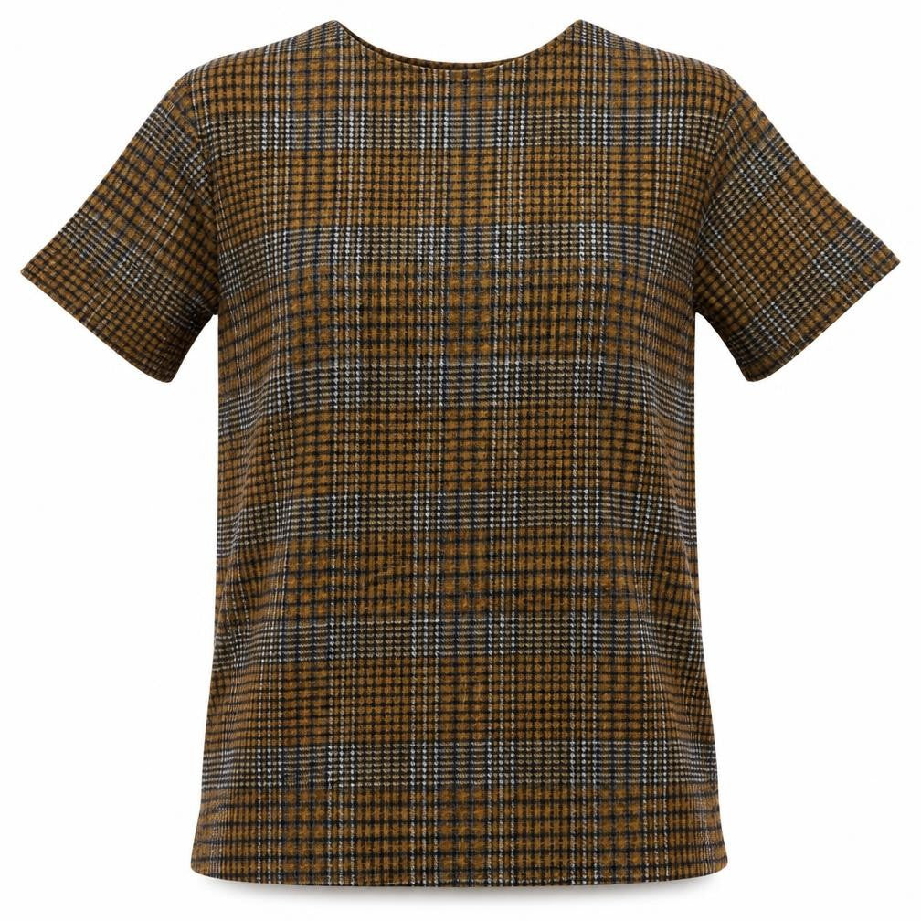 Zara Womens Brown Check  Basic T-Shirt Size S
