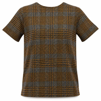 Zara Womens Brown Check  Basic T-Shirt Size S