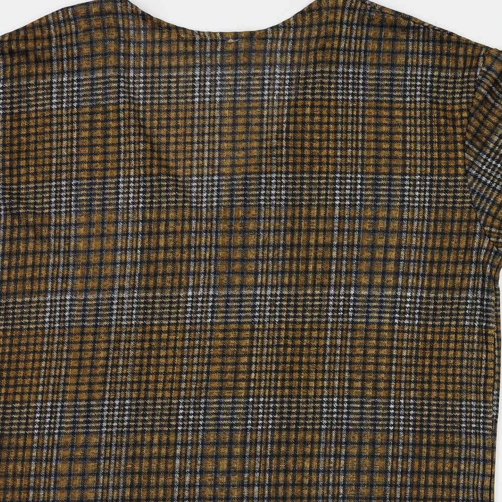 Zara Womens Brown Check  Basic T-Shirt Size S