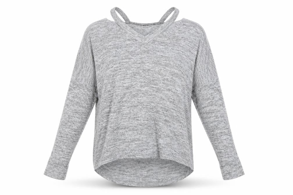 New Look Womens Grey  Knit Pullover Jumper Size S  - Open Shoulders