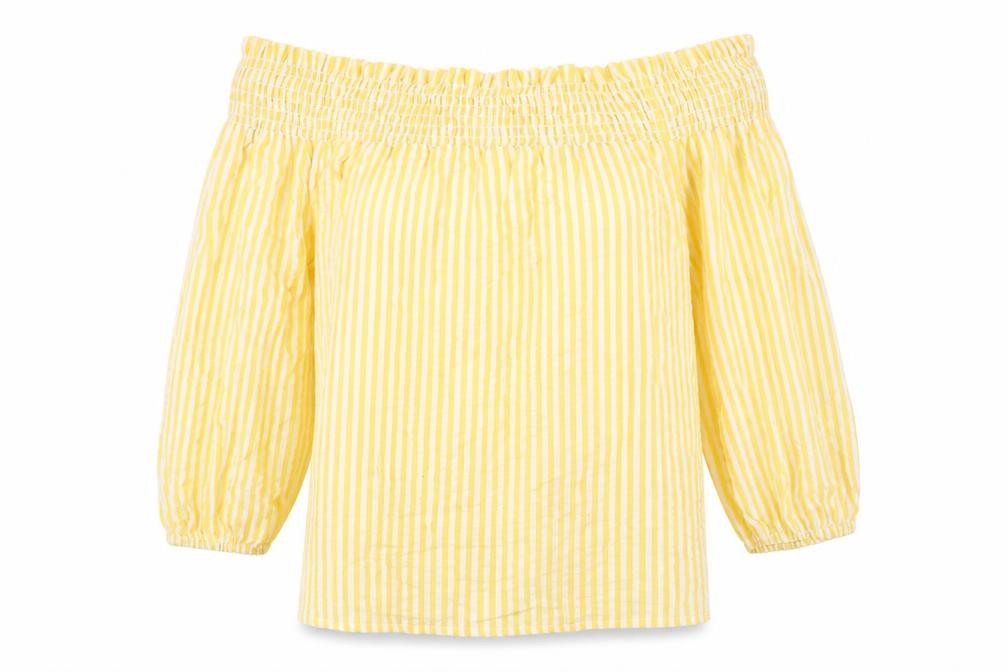 Primark Womens Yellow Striped  Basic Blouse Size 8  - Bow detail