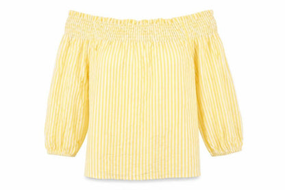 Primark Womens Yellow Striped  Basic Blouse Size 8  - Bow detail