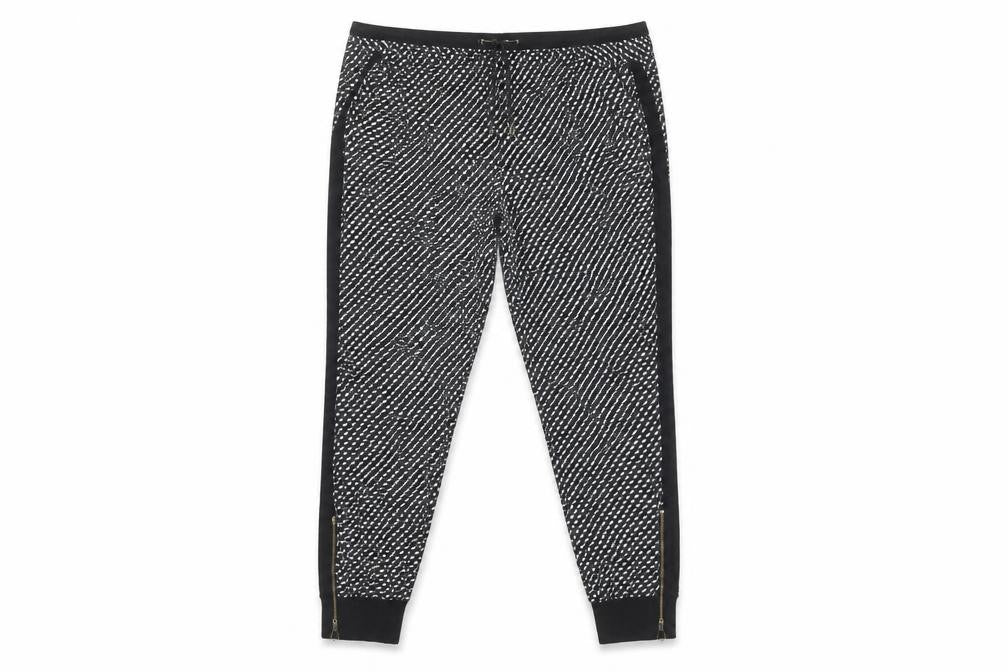 Be Beau Womens Black Geometric  Trousers  Size 10 L29 in - zips on legs