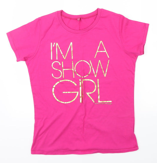 Continental Womens Pink Colourblock  Basic T-Shirt Size L  - im a show girl