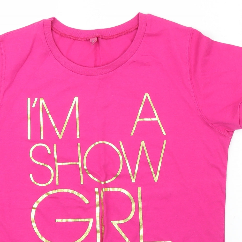 Continental Womens Pink Colourblock  Basic T-Shirt Size L  - im a show girl