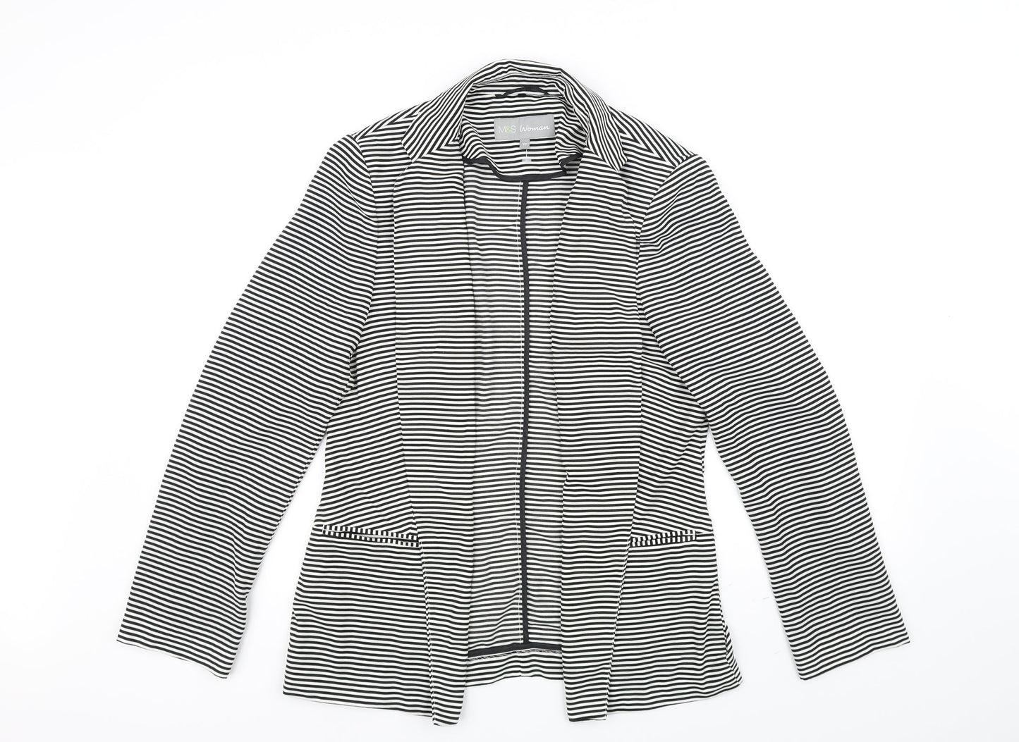 Marks and Spencer Womens White Striped  Jacket  Size 10