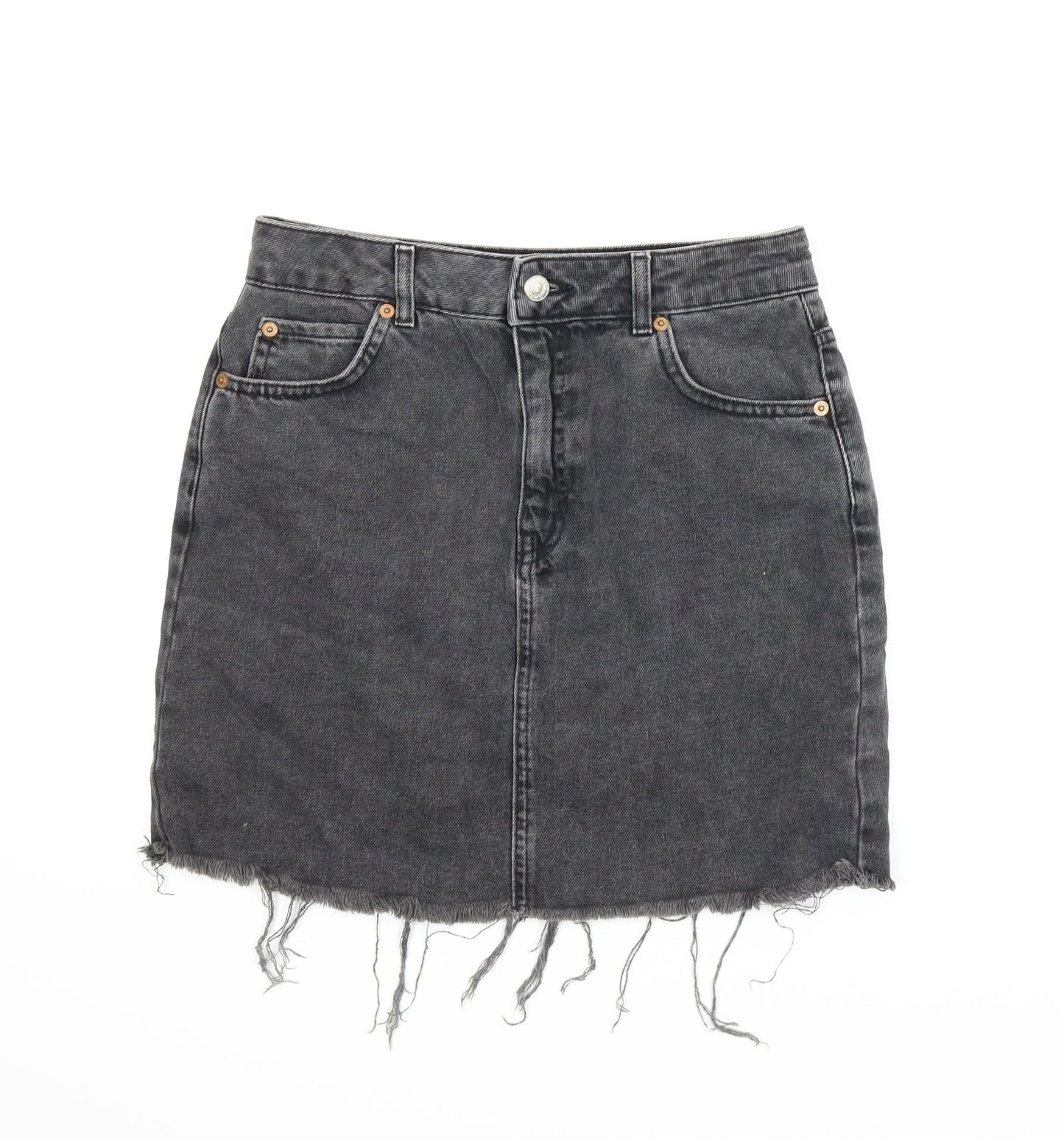 Topshop Womens Grey  Denim A-Line Skirt Size 8