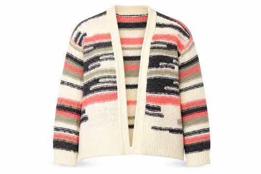 Club L Womens White Striped  Cardigan Jumper Size 12