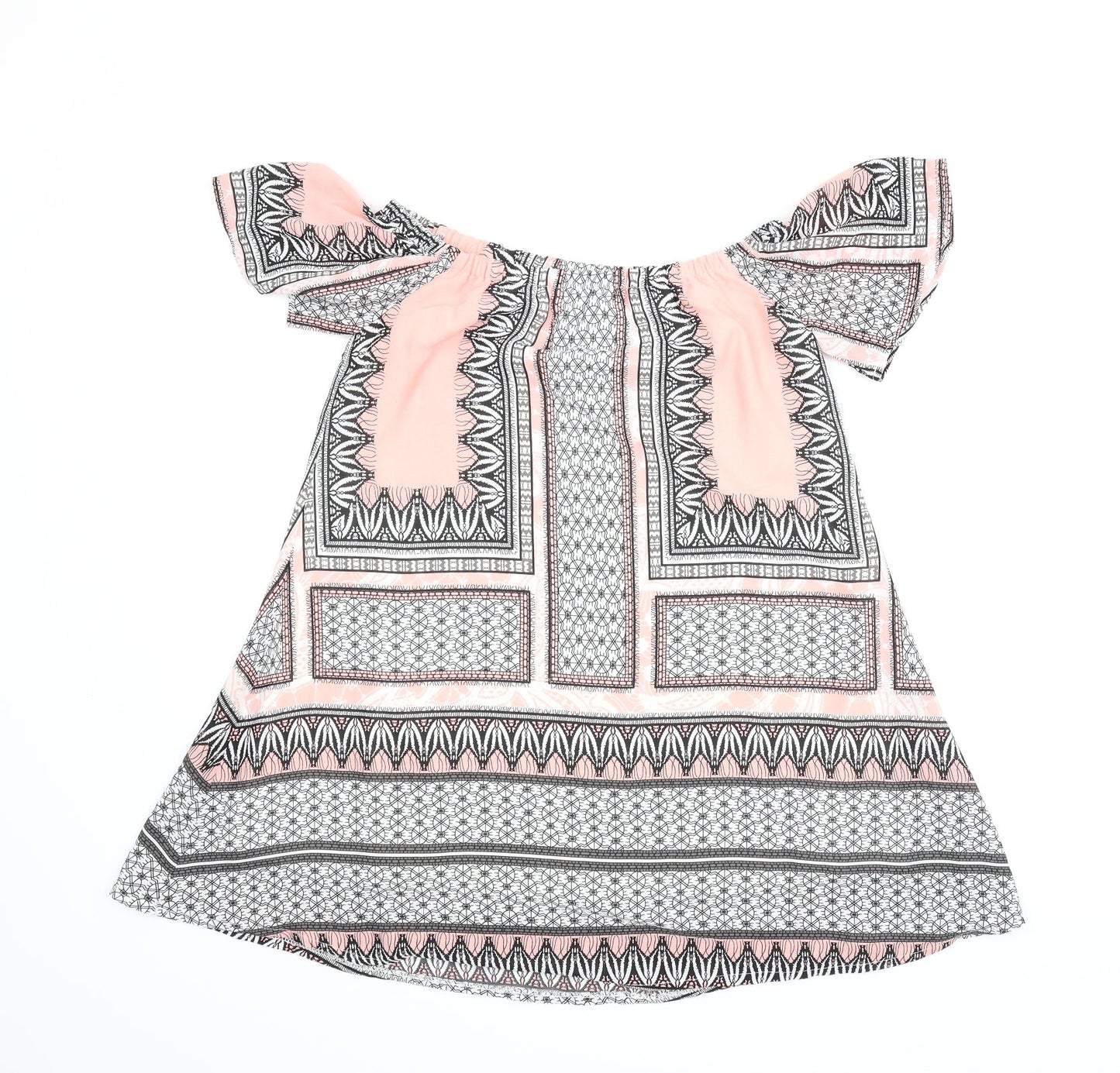 Love & Other things Womens Pink Geometric  Tunic Blouse Size M