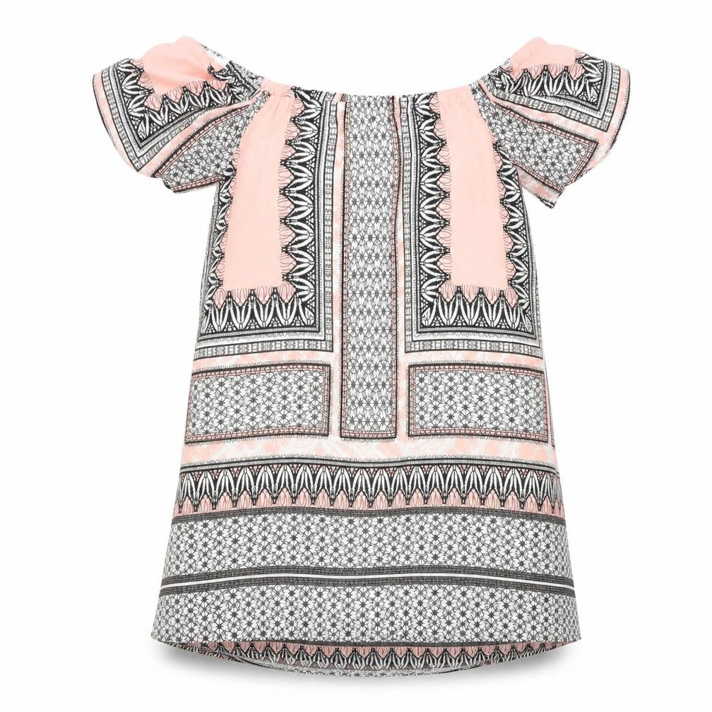 Love & Other things Womens Pink Geometric  Tunic Blouse Size M