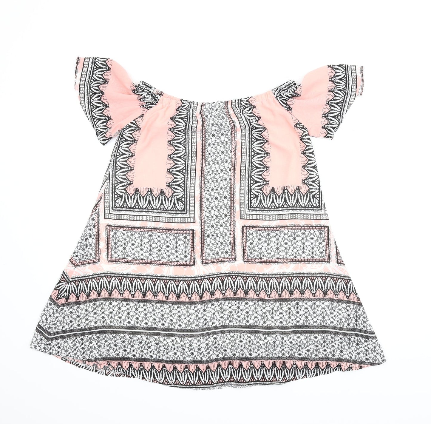 Love & Other things Womens Pink Geometric  Tunic Blouse Size M