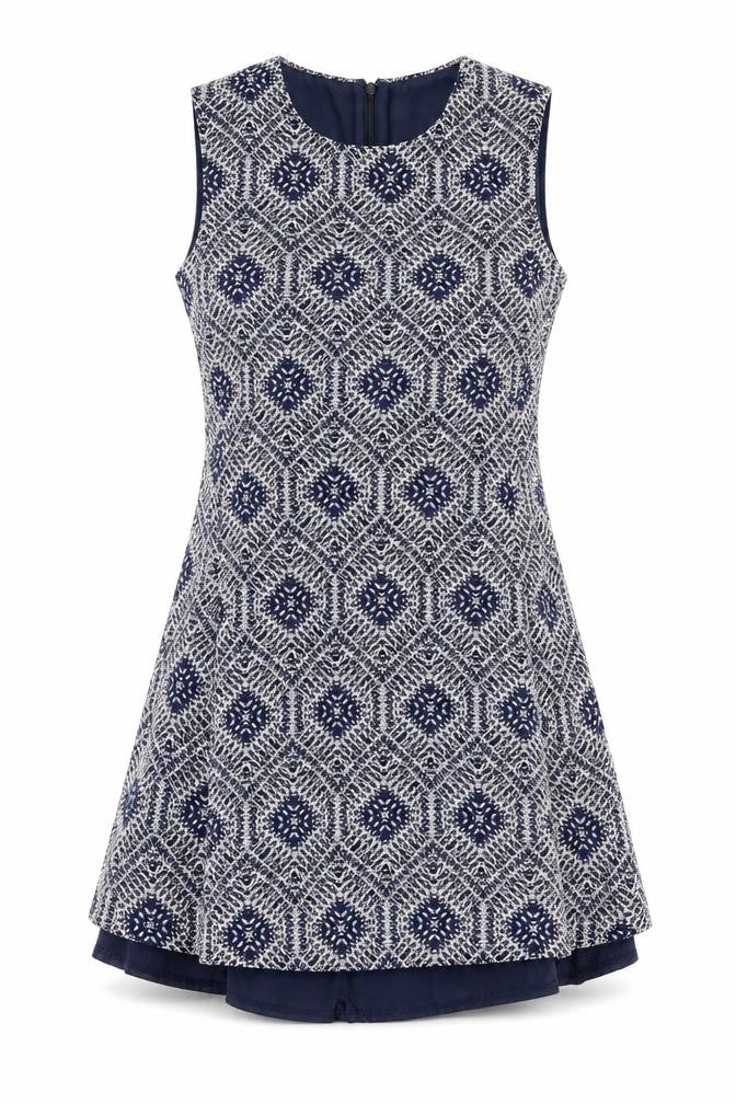 Amber Krystal Womens Blue Argyle/Diamond  A-Line  Size L