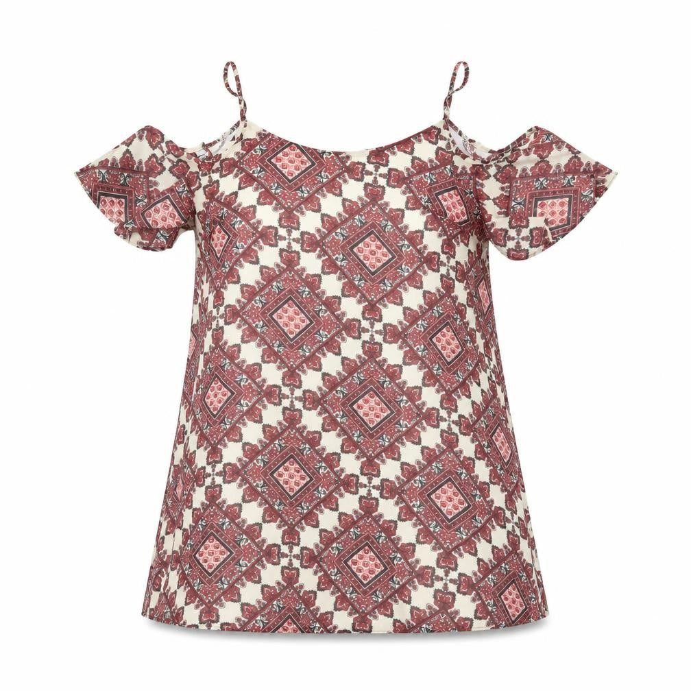 Diffuse Womens Red Argyle/Diamond  Basic Blouse Size 10