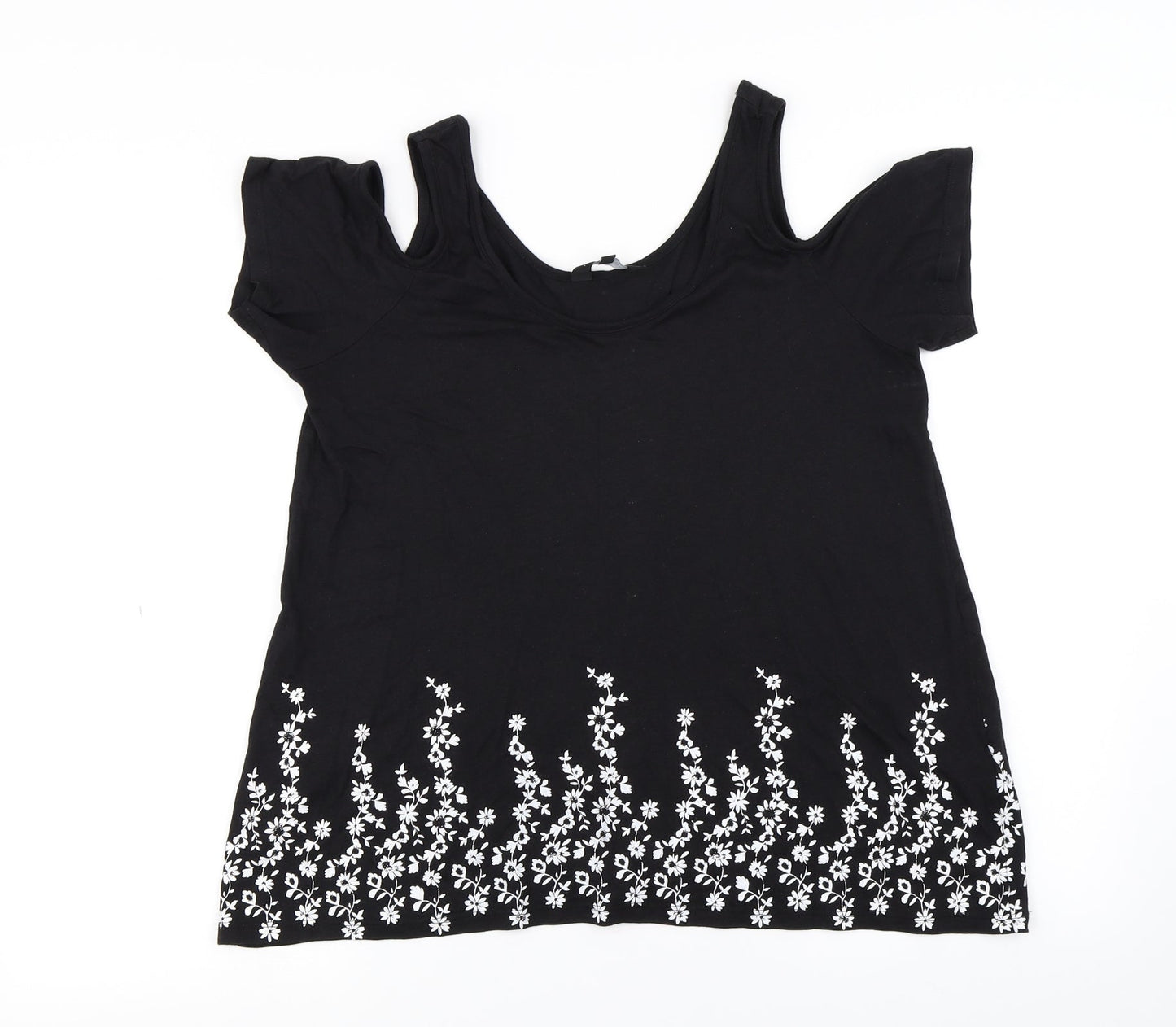 New Look  Womens Black Floral  Basic Blouse Size 12
