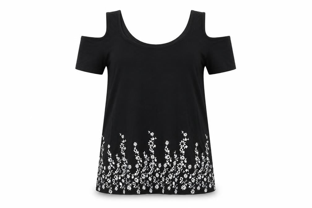 New Look  Womens Black Floral  Basic Blouse Size 12