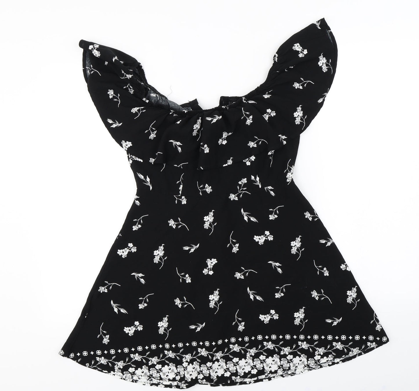 factory Womens Black Floral  Basic Blouse Size S
