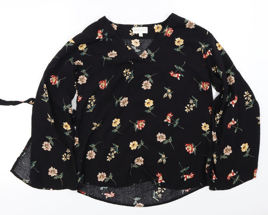 Apricot  Womens Black Floral  Basic Blouse Size 8