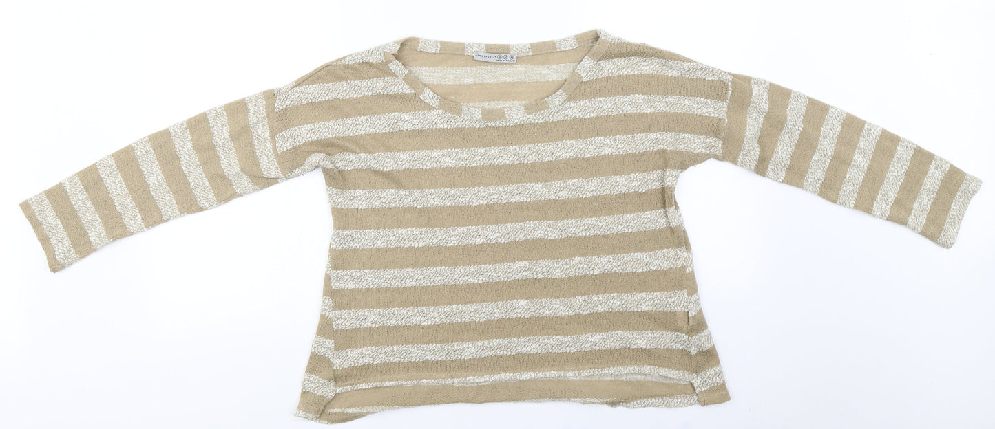 Atmosphere  Womens Beige Striped  Basic T-Shirt Size 12