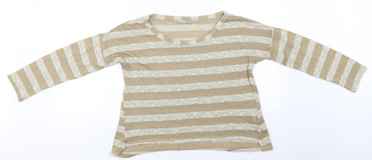 Atmosphere  Womens Beige Striped  Basic T-Shirt Size 12