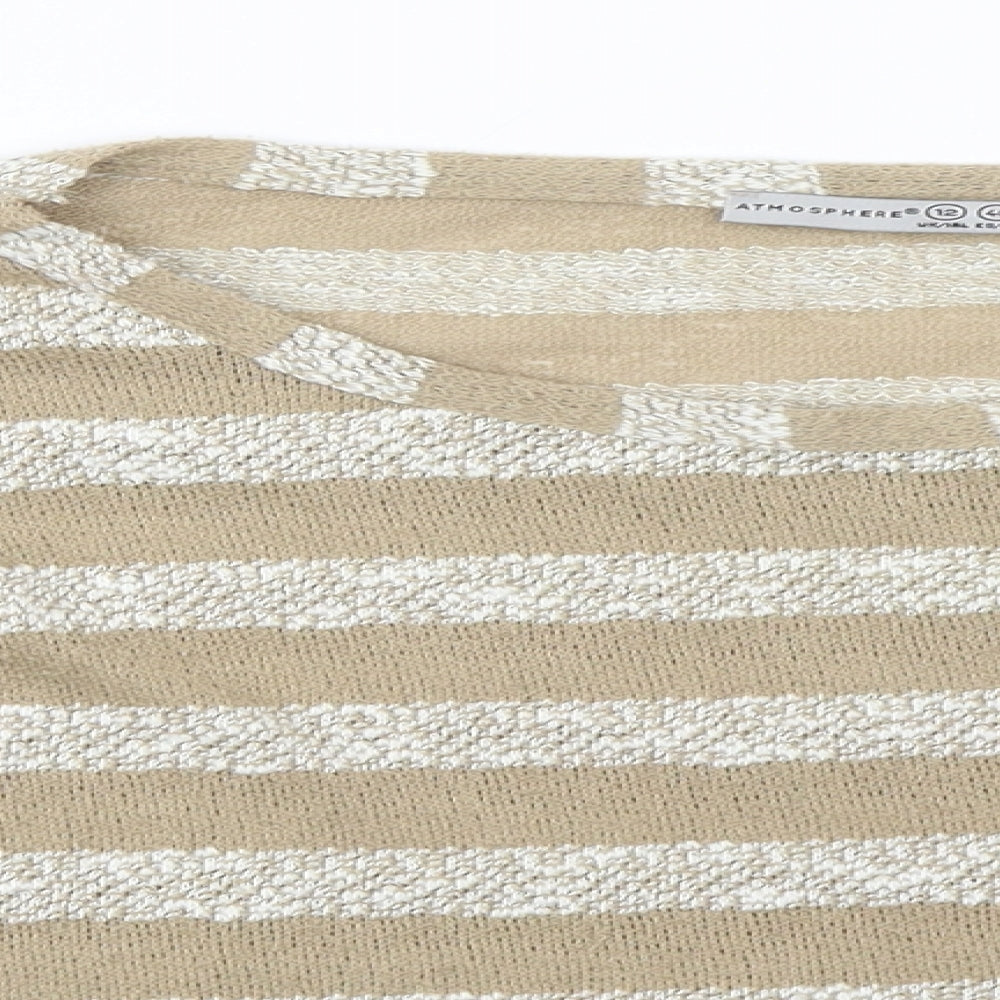 Atmosphere  Womens Beige Striped  Basic T-Shirt Size 12