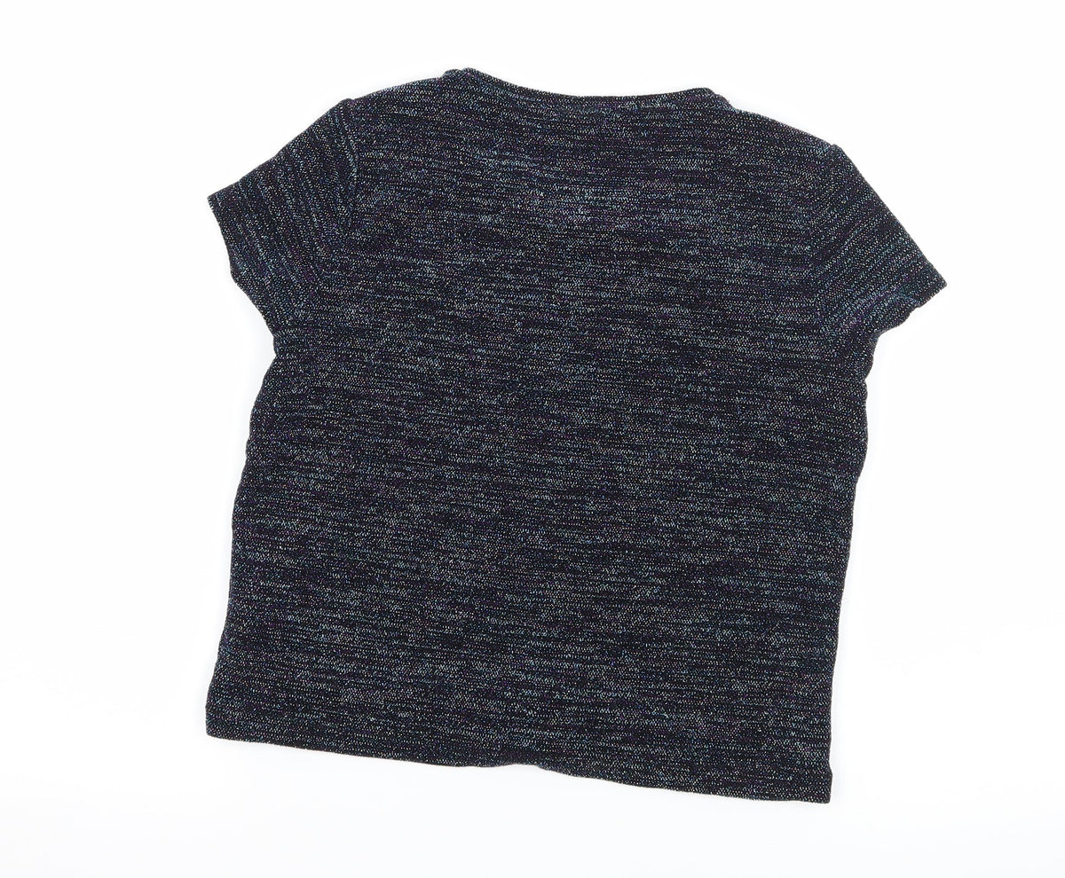 F&F Girls Blue Striped Jersey Basic T-Shirt Size 9-10 Years