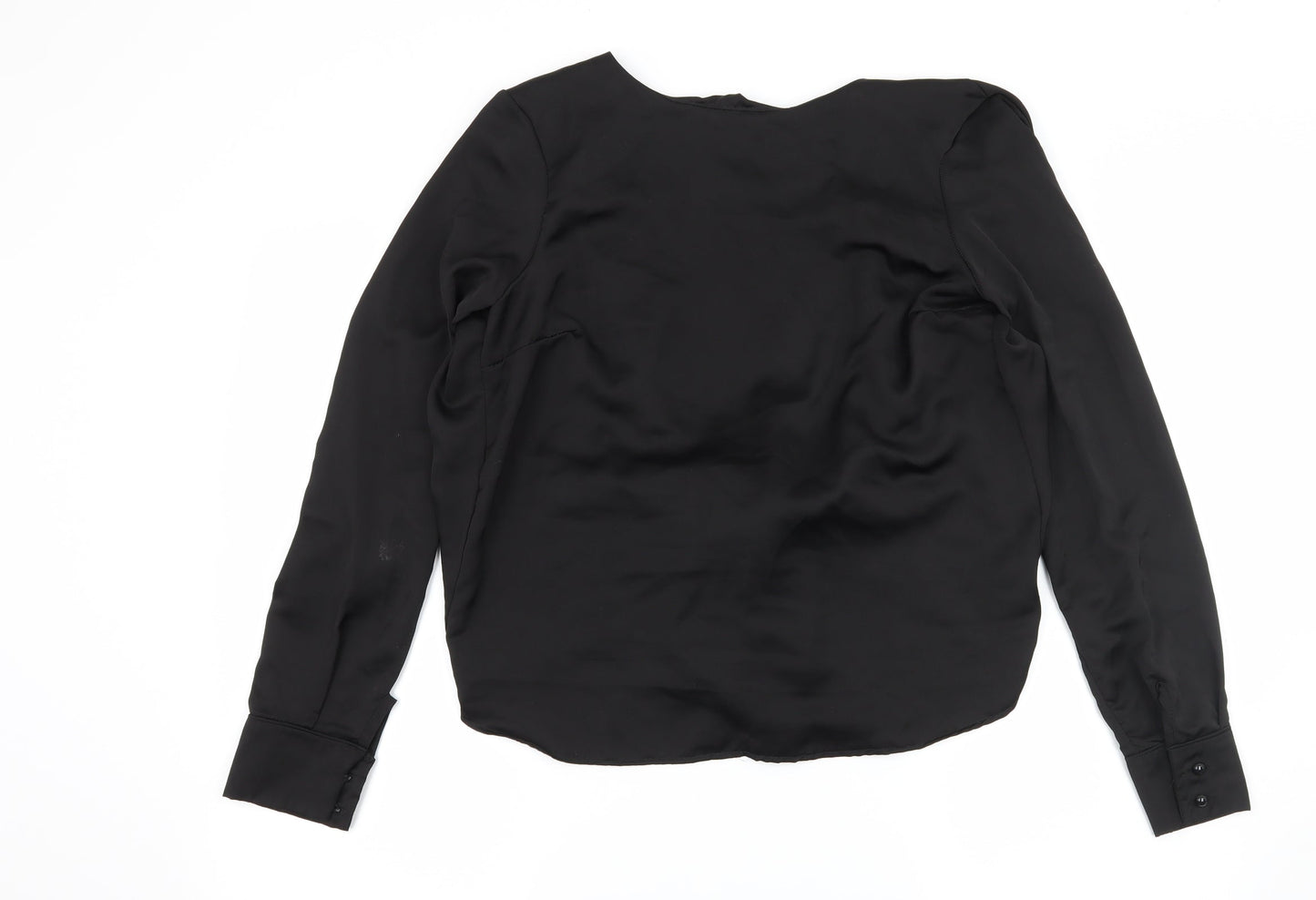 Missguided Womens Black  Satin Basic Blouse Size 8  - Open Back