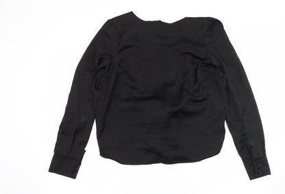 Missguided Womens Black  Satin Basic Blouse Size 8  - Open Back