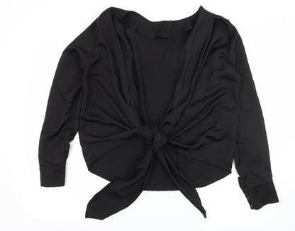 Missguided Womens Black  Satin Basic Blouse Size 8  - Open Back